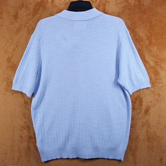 NN07 Polo Shirt Mens Small Blue Button Up Short Sleeve Knit Ribbed NOLAN $255 - Picture 4 of 9